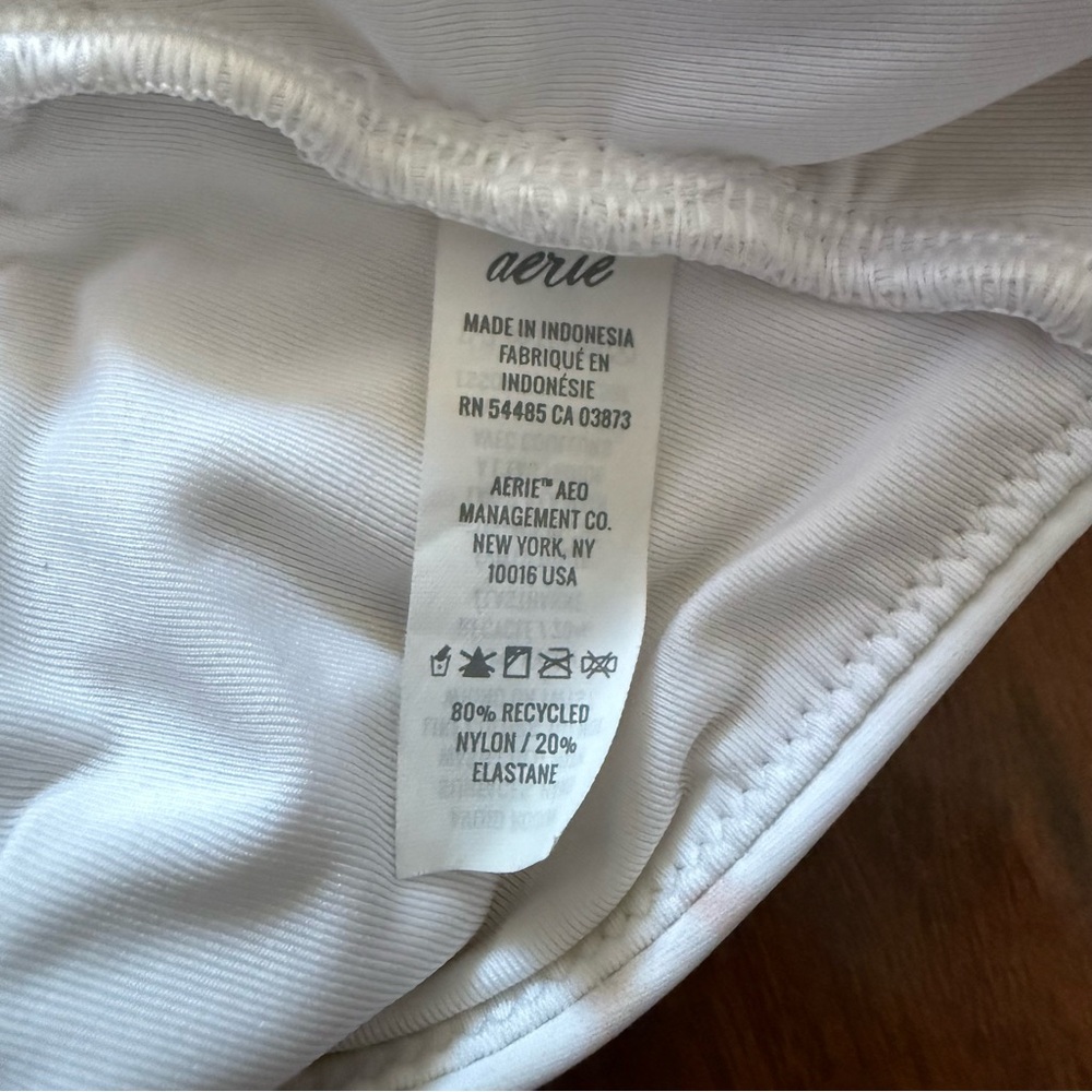 Aerie Women’s Ruffle Strap Tie-Dye Bandeau Bikini Top Pink White Size M Swim - Picture 5 of 5